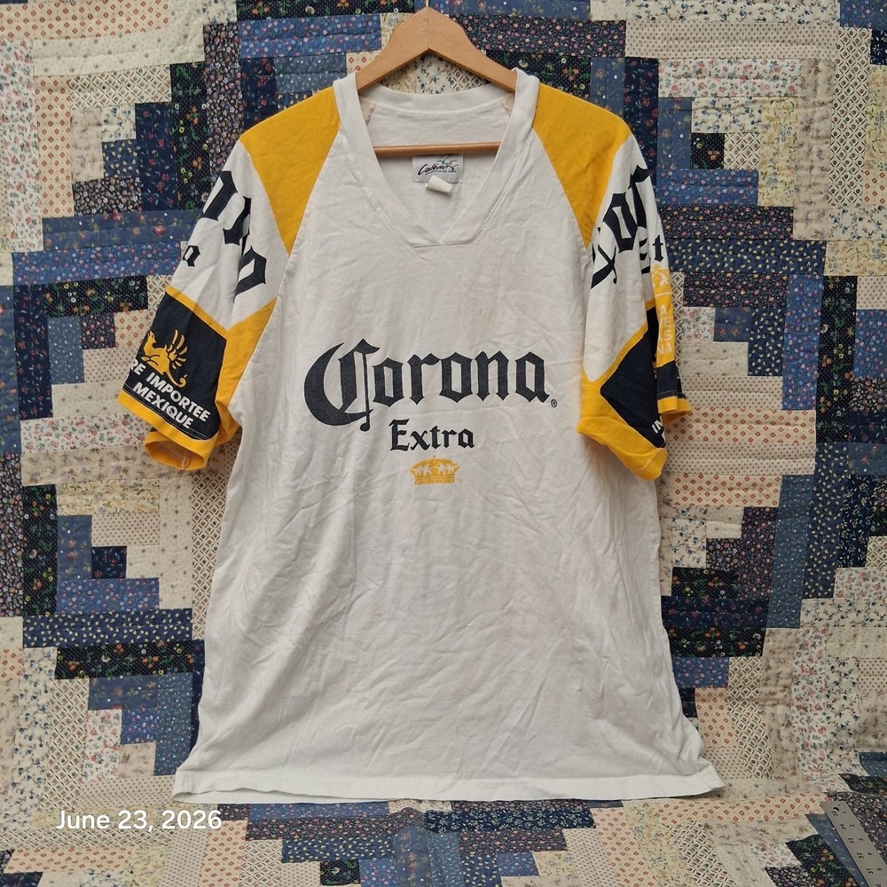 Vintage Corona Beer Calhoun Tee Shirt Beach Shirt Size XXL V Neck